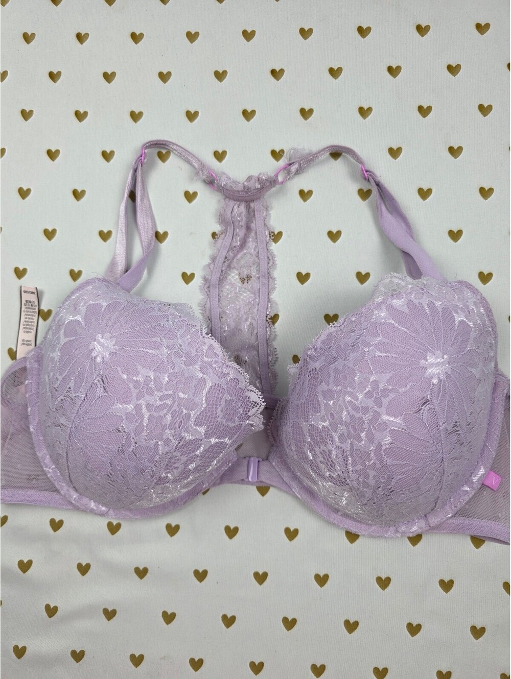 Victorias Secret Purple Front Close Racerback Bra Push Up 38C